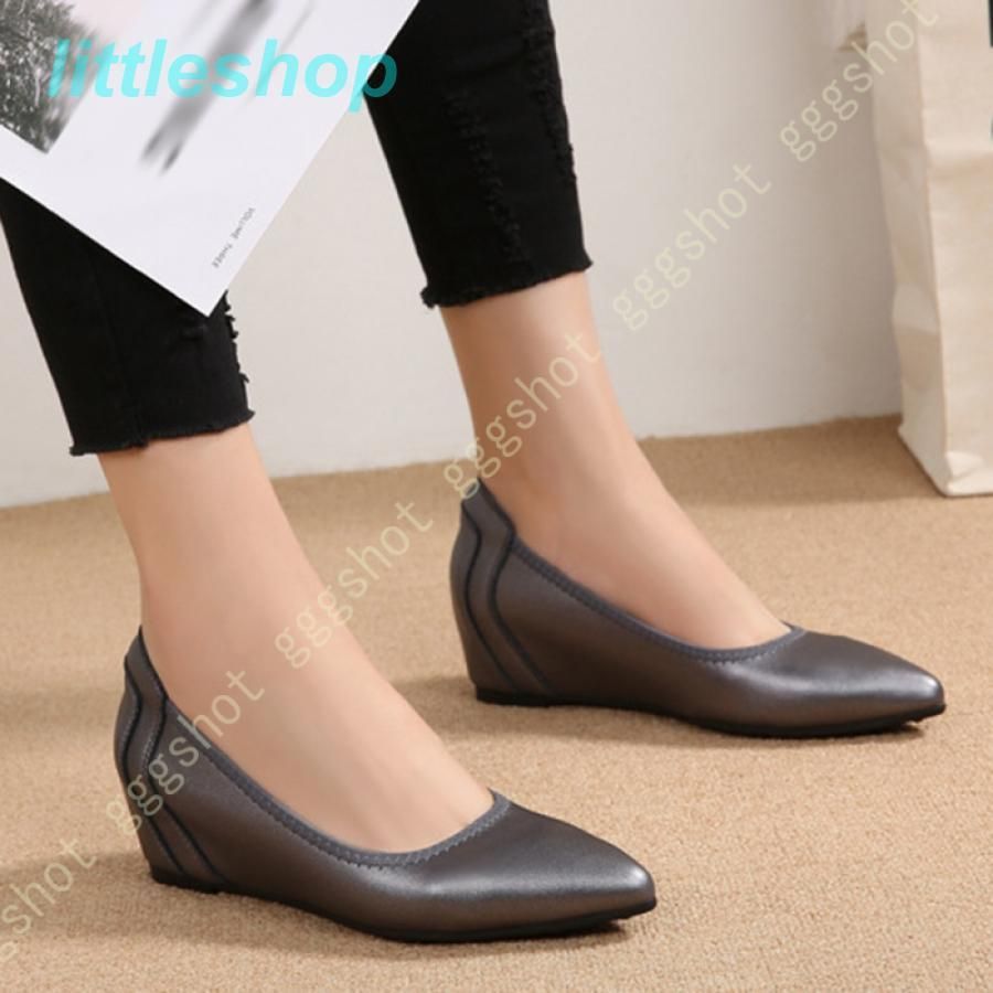 ウェッジソール パンプス ポインテッド トゥ レディース 婦人靴 4.5cmヒール 痛くない ウェッジパンプス 歩きやすい 脱げない ローヒール シューズ 軽量