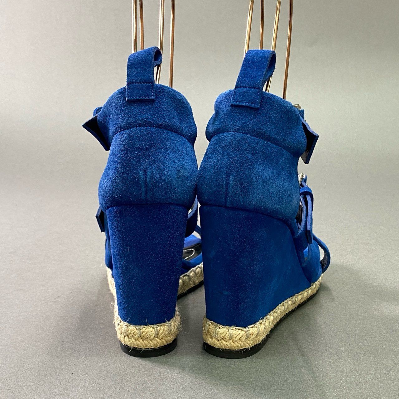 BALENCIAGA バレンシアガ ブルー レザー ウェッジサンダル BALENCIAGA バレンシアガ ブルー レザー ウェッジサンダル 靴