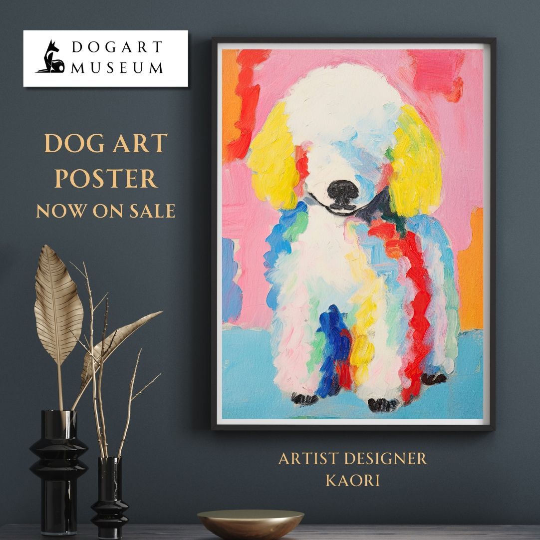 色彩豊かなパステルアート犬シリーズ - 犬の抽象画 パステル画