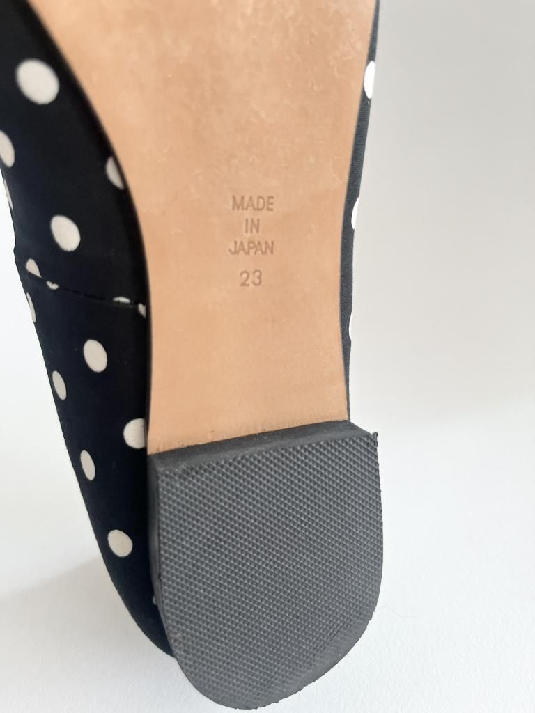 OHGA 水玉模様 フラットシューズ 23.5cm OHGA ネイビードット柄