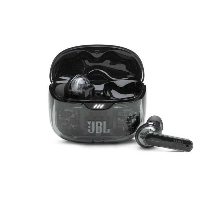 JBL TUNE BEAM 完全ワイヤレスイヤホン|アクティブノイズキャンセリング|スケルトン 透明 外音取込 IP54 かわいい ゴーストブラック