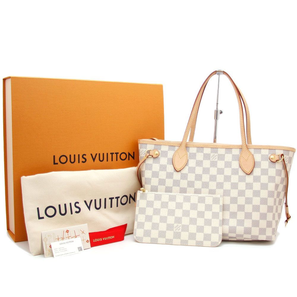 【中古良品】ルイヴィトン トートバッグ ダミエ・アズール ネヴァーフルPM N41362 LOUIS VUITTON LV ポーチ付き レディース  フランス製