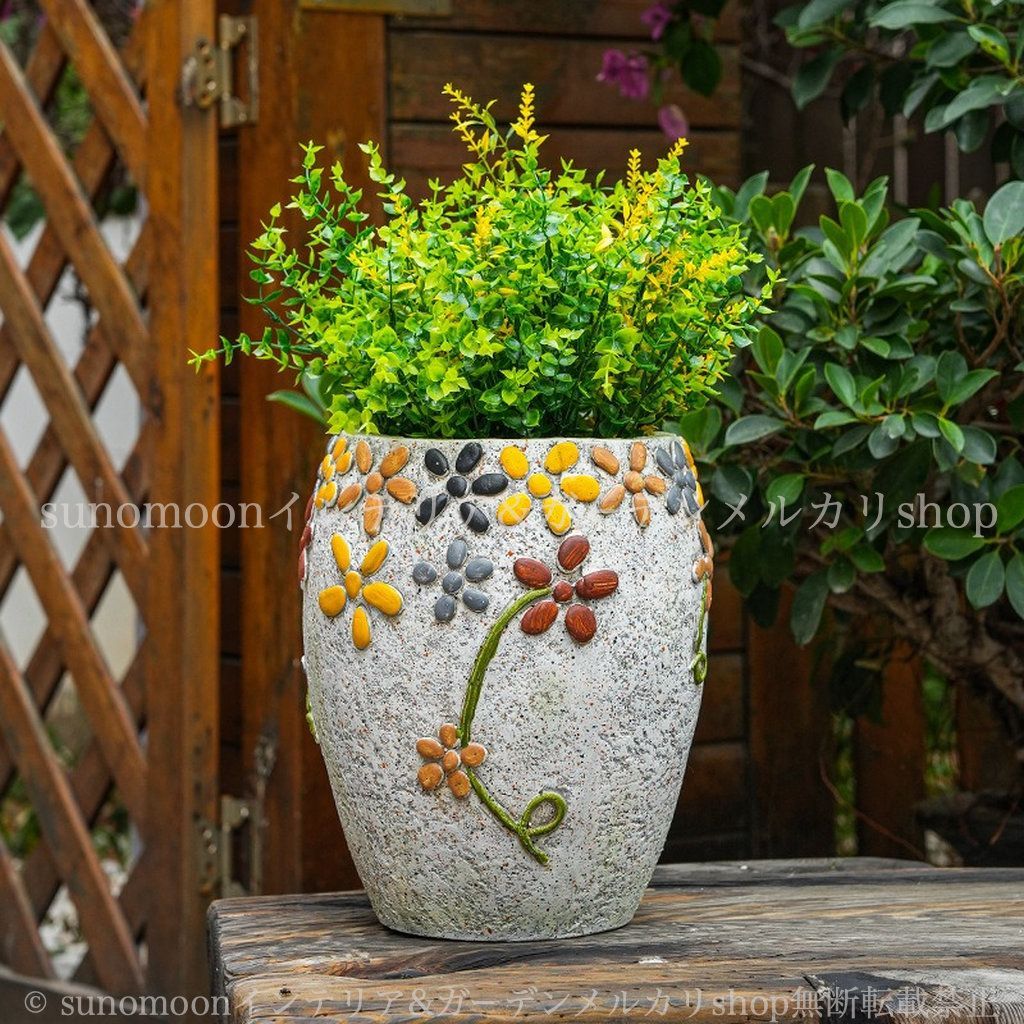 フラワーポット 鉢植え 8-14 ガーデンインテリア ガーデニング 雑貨 庭の装飾 ガーデン雑貨 石 花模様 ガーデン プランター お洒落 おしゃれ 大きい 高強度酸化マグネシウム素材 植木鉢 インテリア