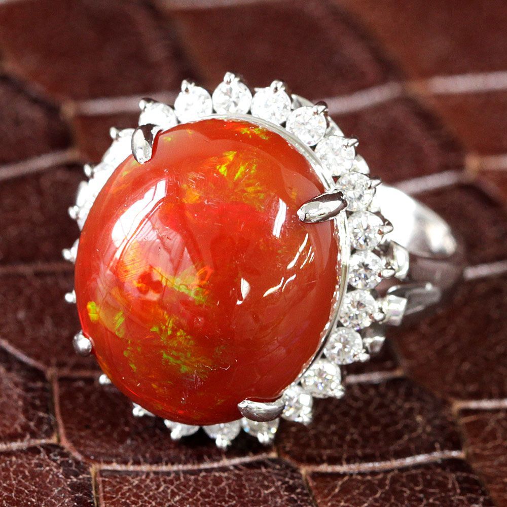 アステカの太陽！特品超希少！11ct ファイアオパール プラチナ リング 