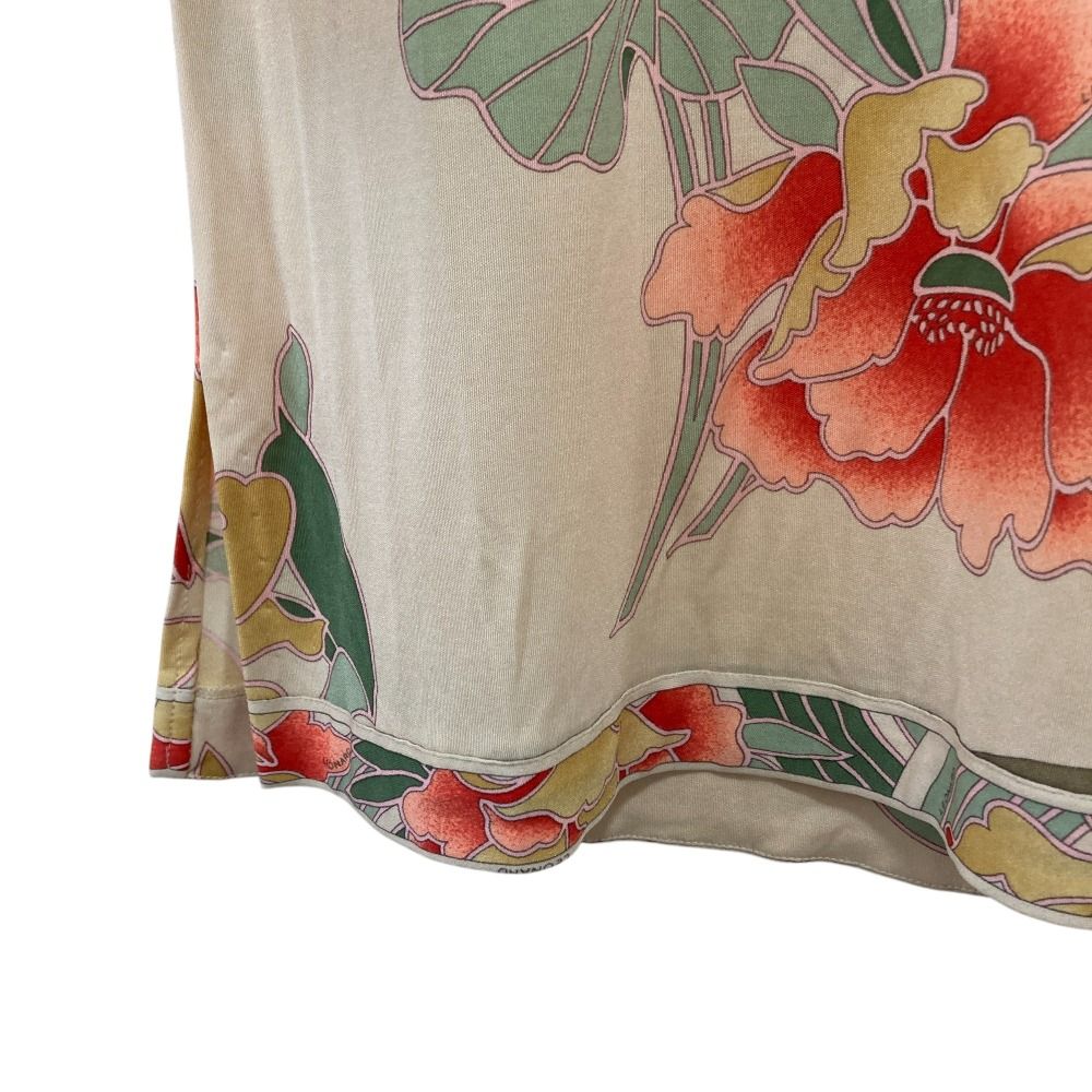 【極美品 大きいサイズ】レオナール シルク トリム ベルト フラワー ワンピース 希少 極美品 レオナール ワンピース 花柄 ライン ウール シルク