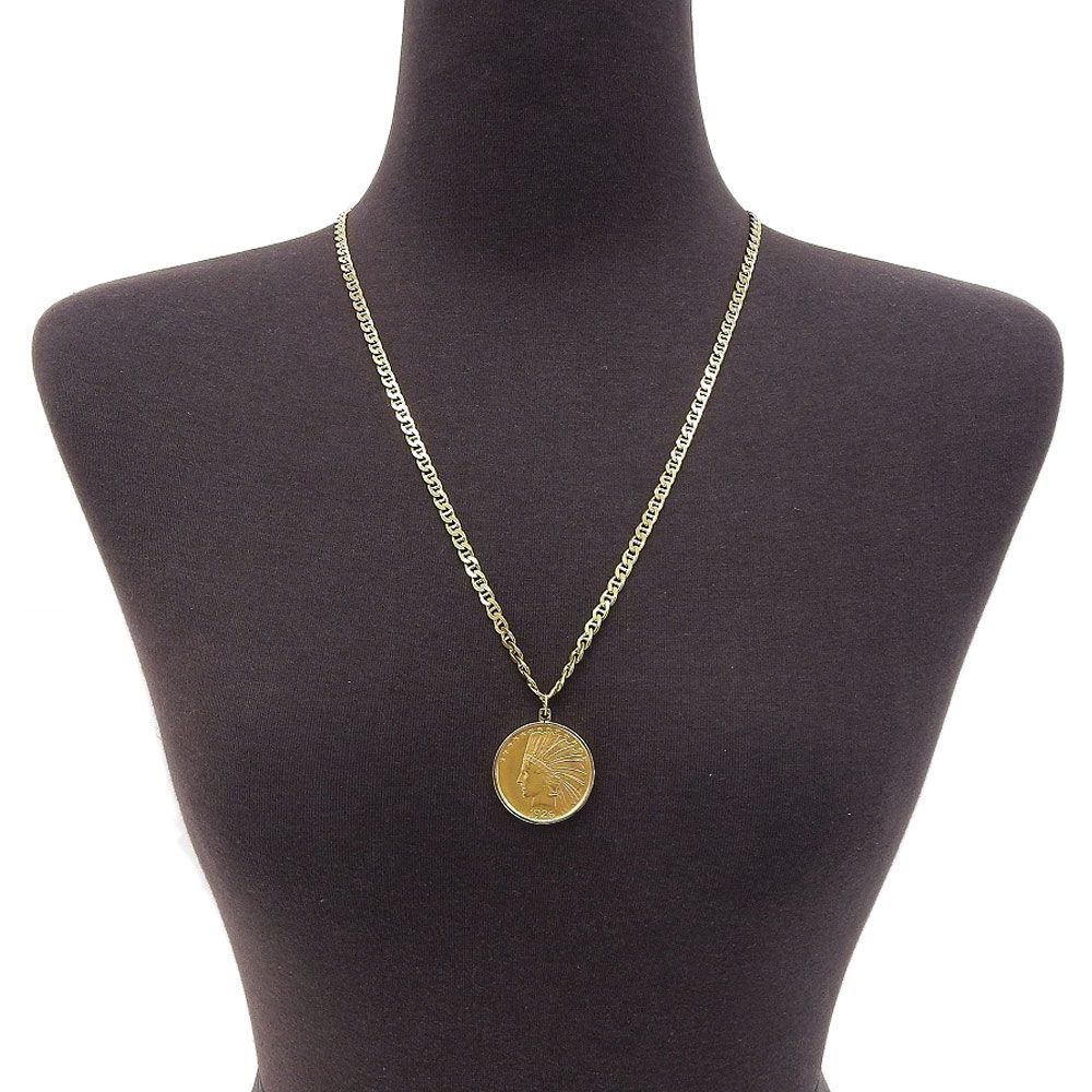 本物保証】 新品同様 インディアンコイン ネックレス 53.1g K21.6YGコイン入 K21.6YG K18YG K14YG枠 ノーブランド No  brand 24金 聖母マリア金貨 1g 18金ツメ枠 ダイヤ付きバチカン（プラス） 純金 コイン ネックレストップ ゴールドネックレス :  金貨と銀貨のスペース ...
