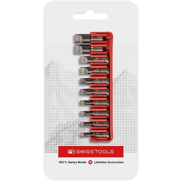 PB SWISS TOOLS ピービースイスツールズ 10本組 ショートタイプ マイナスビットセット ビットホルダー付 パッケージタイプ C6.707CN