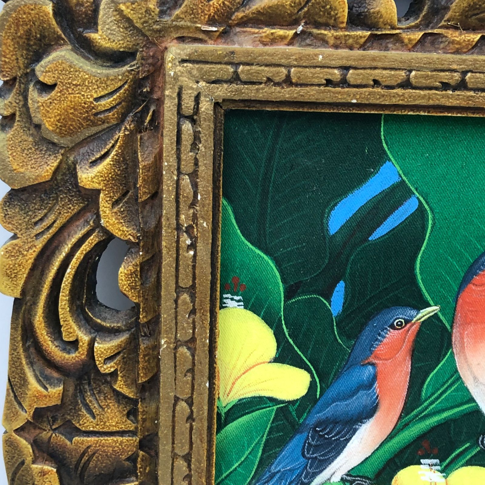 大サイズ　バリ島絵画　自然の鳥と花のアート 大サイズ バリ島絵画 自然の鳥と花のアート バリの鳥と