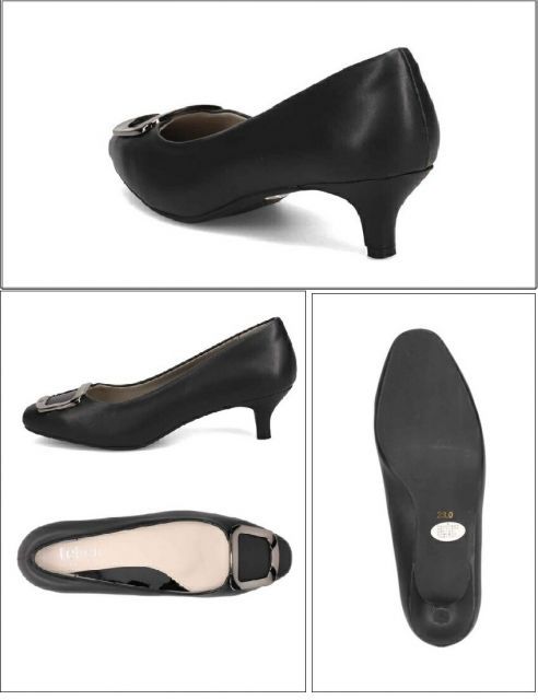 種類6:BLACK/BLACK/25.0cm tehen(テーン)TN5503 バックル付きカジュアルヒールパンプス  レディス  5cmヒールで歩きやすいスクエアトゥパンプス かかとにはクッションを入れることでかかと抜けや靴擦れを防止する嬉しい効果も