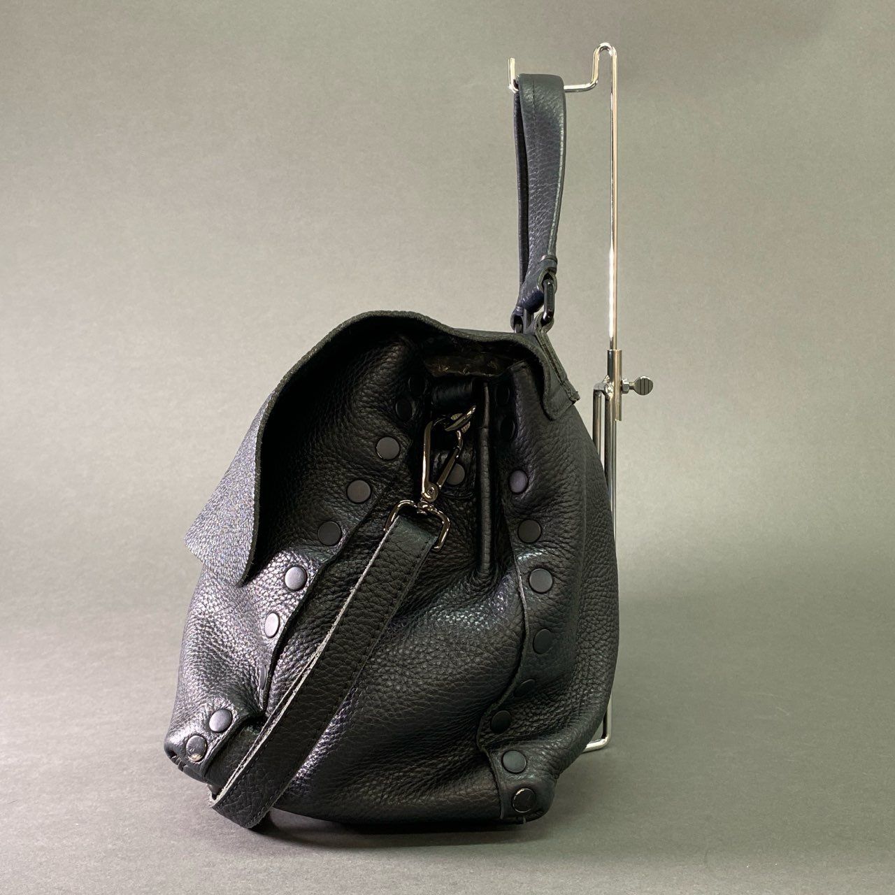 ZANELLATO 黒 ポスティーナ シボ革 2wayレザー ショルダーバッグ