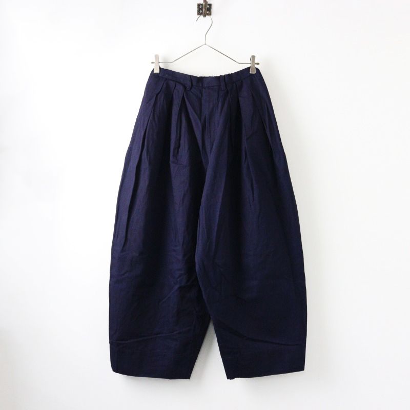 テンハンドクラフテッドモダン TENNE HANDCRAFTED MODERN 3タックワイドパンツ M|ネイビー ゴム テーパード 2400014412512