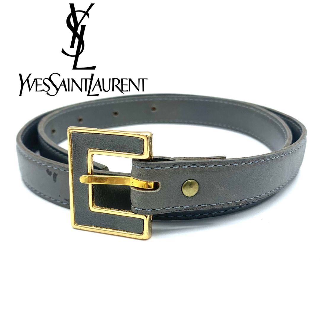 Yves Saint Laurent レザーベルトゴールド金具 男女兼用 Yves Saint Laurent レザーベルトゴールド金具 男女兼用