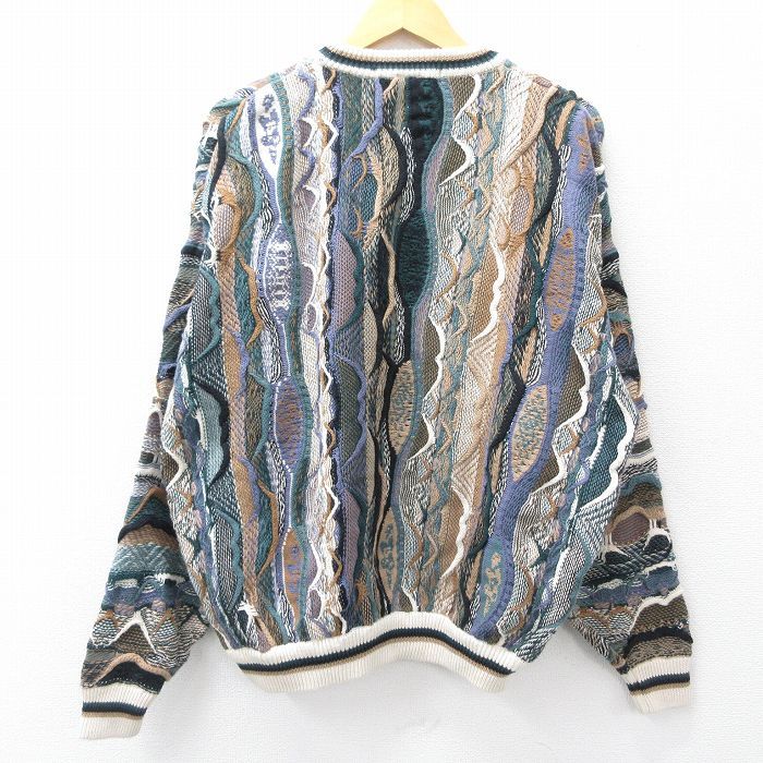 XL|古着 COTTON TRADERS 長袖 セーター メンズ 3Dニット 大きいサイズ コットン クルーネック ベージュ他 カーキ spe 25sep13 ニット