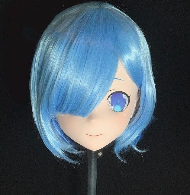 全頭マスク カツラ付き ロック付き NO.57 フルマスク ドール ヘッドロリータ人形 コスプレ マスク 変身 仮装 着ぐるみ 二次元美少女