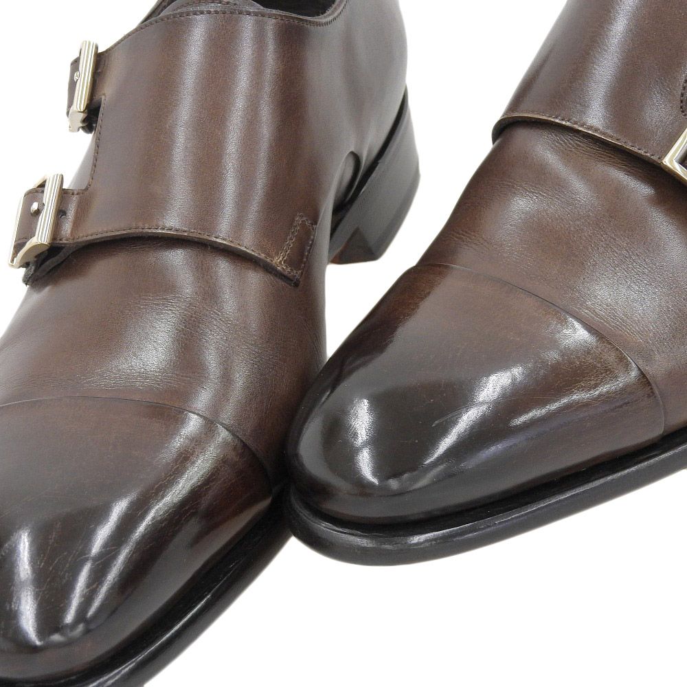 SANTONI サントーニ 美品 SANTONI サントーニ カーフ ダブルモンク