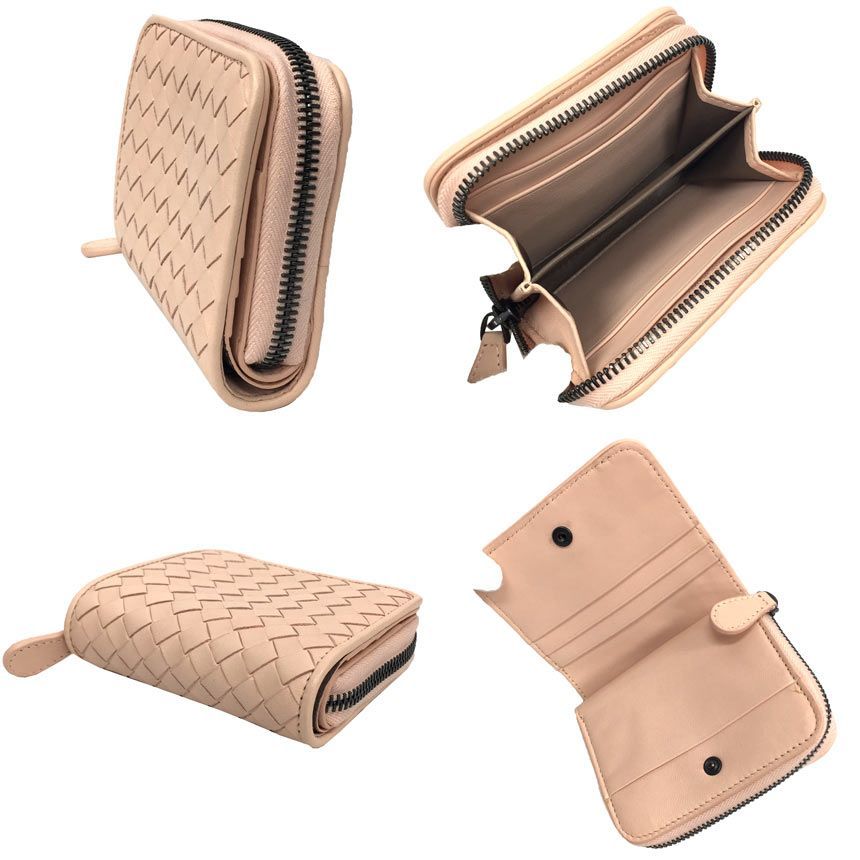 ボッテガヴェネタ 折財布 ピンク イントレチャート ナッパレザー  