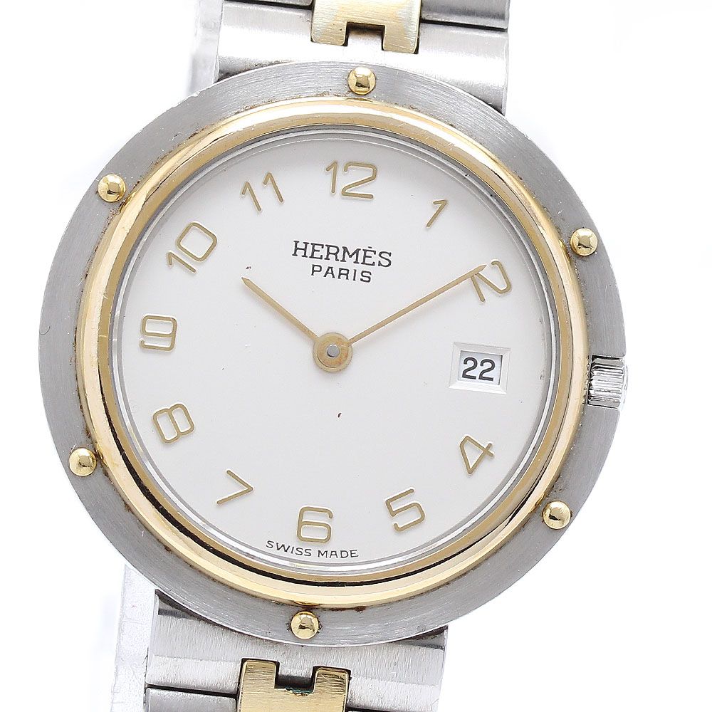 エルメス HERMES オリンピア デイト クォーツ ボーイズ保証書付き_  