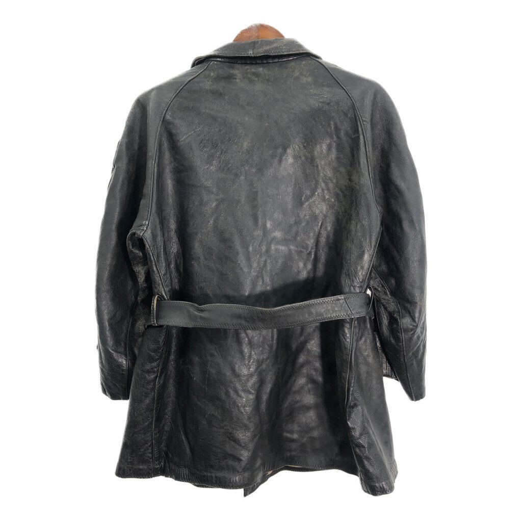 50年代 イタリア軍 ダブルブレスト ポリスレザーコート ヴィンテージ  