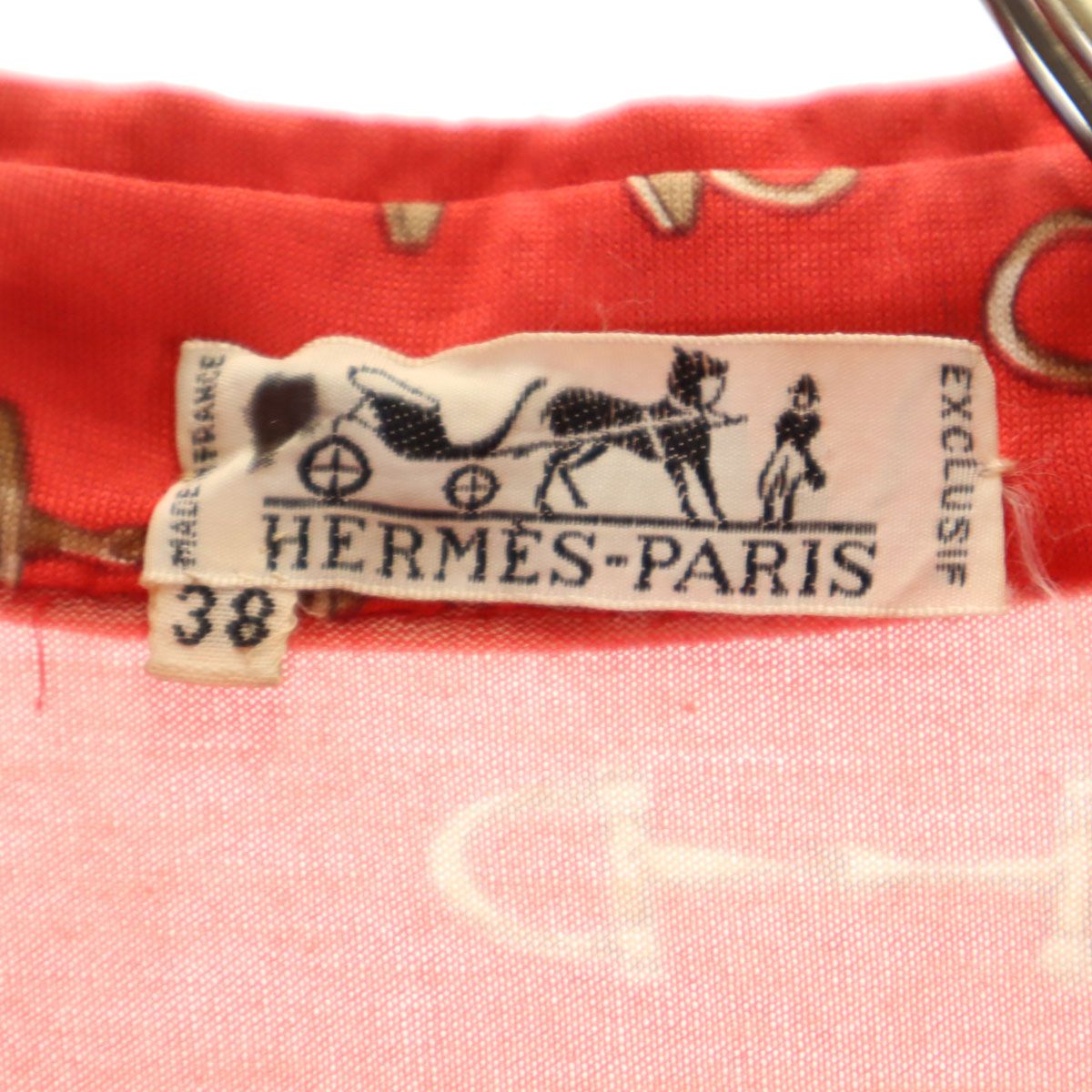 HERMES エルメス 80s フランス製 ヴィンテージ 総柄 長袖 シャツ 