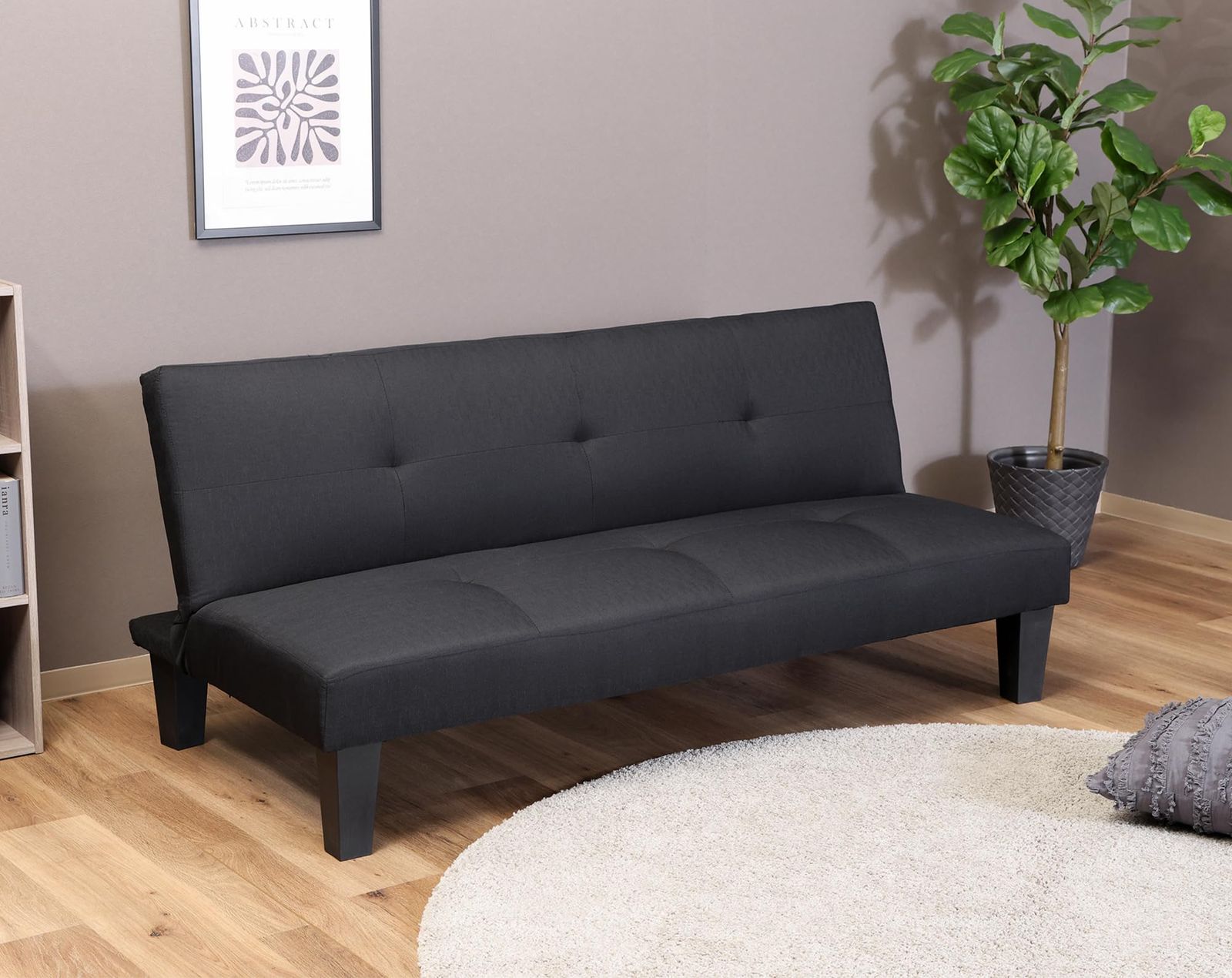 2WAY 脚付き 幅170×奥行80×高さ37cm 二人掛けソファベッド ブラック 不二貿易 85193 MARWIL-DEMENAGEMENTS_CH