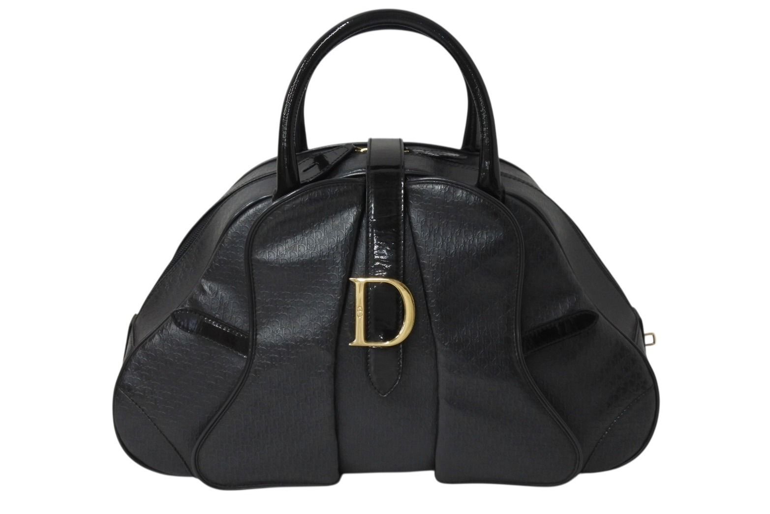 Christian Dior クリスチャンディオール ハンドバッグ MA-0011 レザー トロッター柄 ガリアーノ期 ブラック系 4b001998