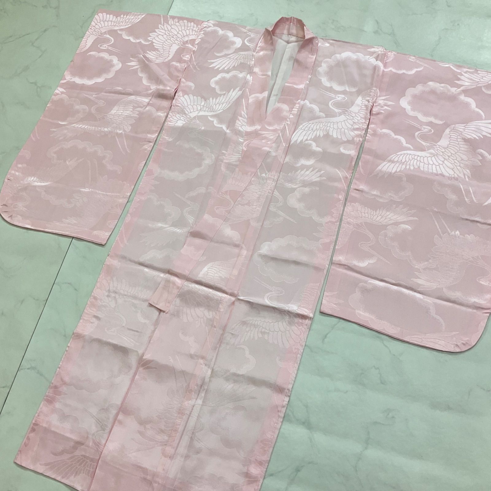 ◆kimono one◆♥同然◆7歳用◆子供着物◆正絹◆長襦袢◆2点セット◆重ね衿◆金糸◆長襦袢仕付け糸付◆七五三◆ピンク◆裄53肩丈132◆七五三お詣り女の子着物こどものひお正月卒業式十三詣り◆G37