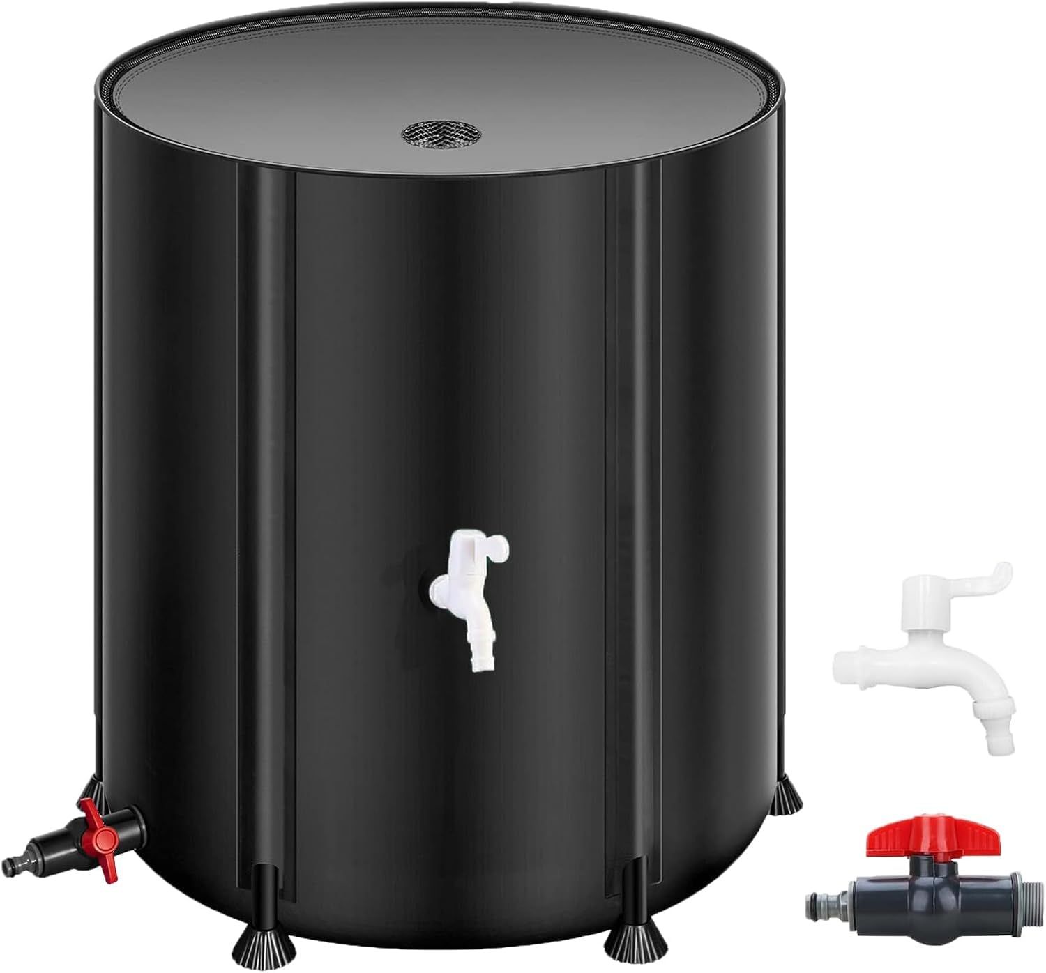 折りたたみ な雨水タンク 家庭用 - 200 L携帯用水タンク 雨水 折り畳み式の貯水タンク 屋外のダウンスパウト フィルター＆スピゴット＆オーバーフローキット付きの雨水タンク 集水器 ブラック