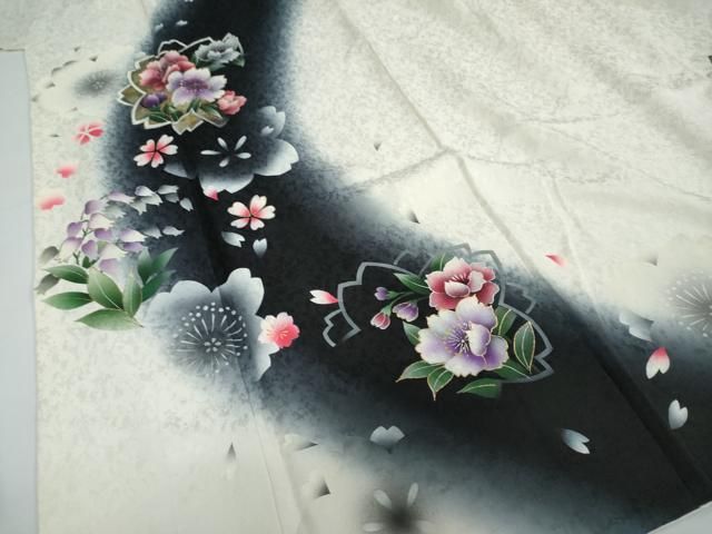 平和屋着物○豪華振袖 草花文 暈し染め 金彩 正絹 逸品 DAAW5745ud