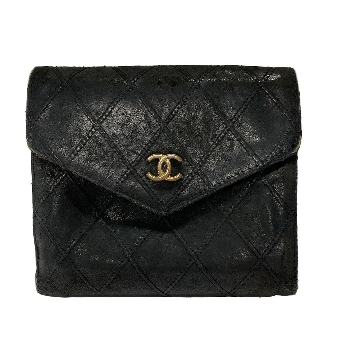 CHANEL シャネル ラムスキン 二つ折り 長財布 ココマーク ブラック CHANEL✨️ 長財布 二つ折り ココマーク ラムスキン ブラック 長財布