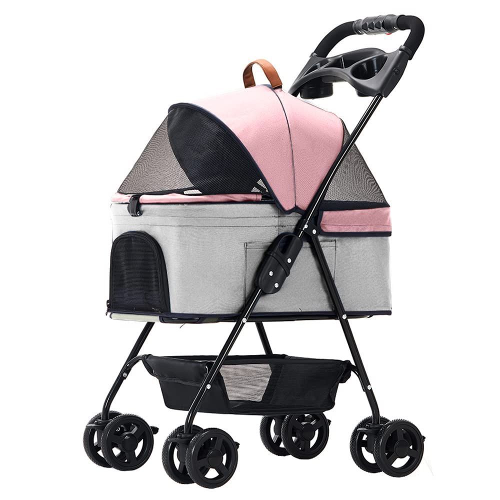 レアな商品まで満載！ 取り外し 4輪360°回転 ペットバギー ペットキャリー 組み立て簡単 多頭用 小型犬 お出かけ 猫 介護用 犬用ベビーカー 折りたたみ 旅行 軽量 ペット用カート 2Way ペットカート 耐荷重15KG 分離型 ピンク グレー HRking 今すぐ一括検索！