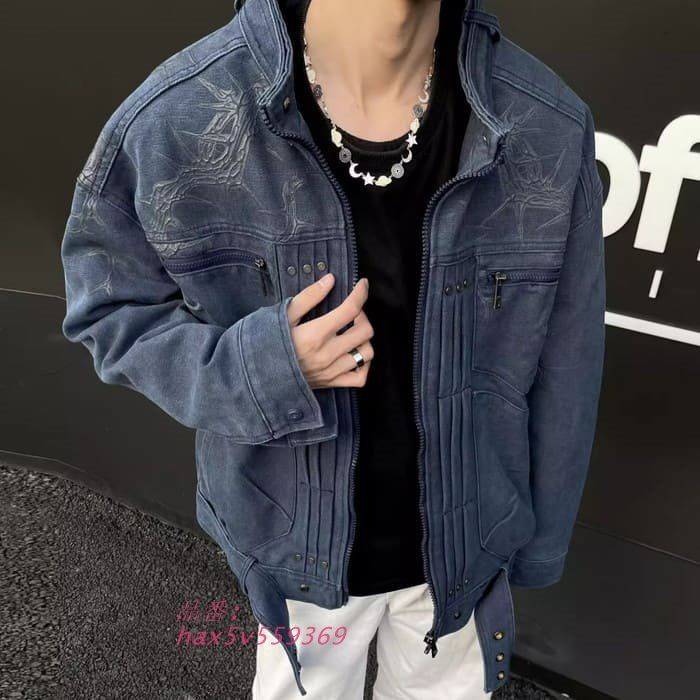 デニム ジャケット メンズ フルジップ モード系 春秋 20代 原宿 通勤 10代 オシャレ 通学 中学生 韓国 高校生 ファッション アウター ストリート hax5v559369