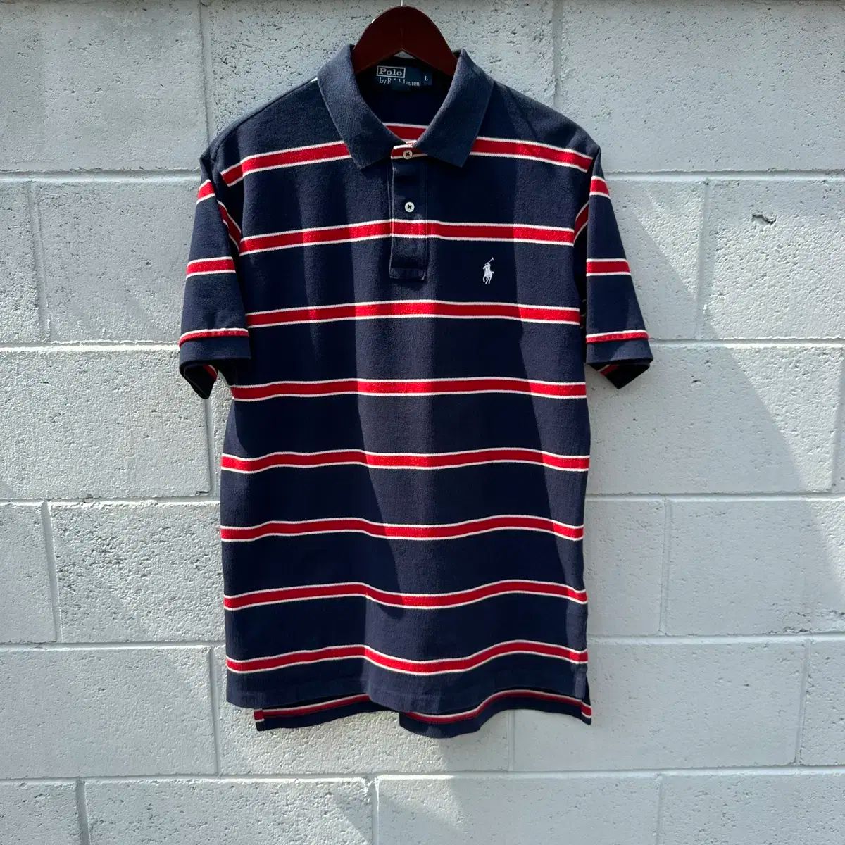 【雷市場（ポンジャン）商品韓国直送】100 ポロ Ralph Lauren(ラルフローレン) レッド ストライプ ネイビー PK 半袖 Tシャツ