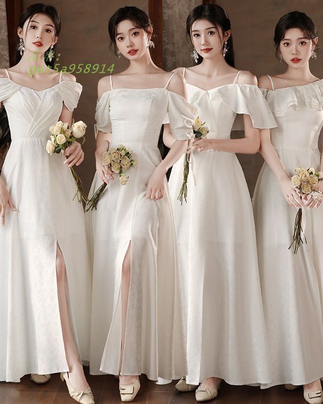 ウェディングドレス 二次会 白 ドレス ロングドレス 小さいサイズ ウェディングドレス ロング丈 ミモレ丈 オフショルダー 大きいサイズ get5a958914