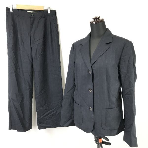 日本製 パパス|PAPAS|マドモアゼルノンノン|Mademoiselle NON NON パンツスーツ 上下38|レディースM|紺|navy Jackets|Set up|Made in Japan◆zBH326