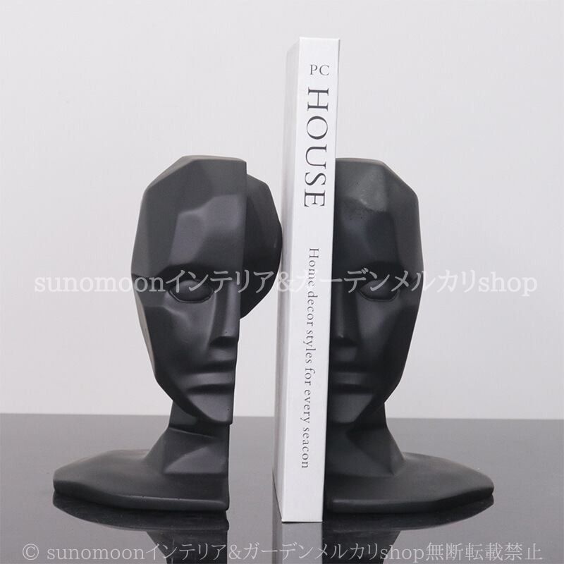 モダン ブック エンド 胸像 スタイリッシュ おしゃれ ユニーク インテリア 北欧 本 ホルダー 書籍 スタンド コンパクト オフィス 白 黒 ゴールド