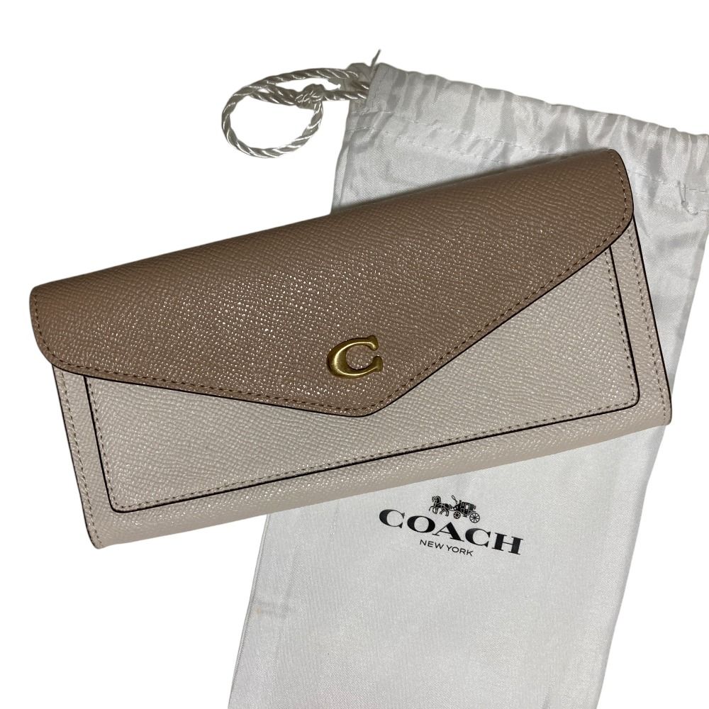美品 COACH コーチ ウィン ソフト ウォレット カラーブロック 長財布 