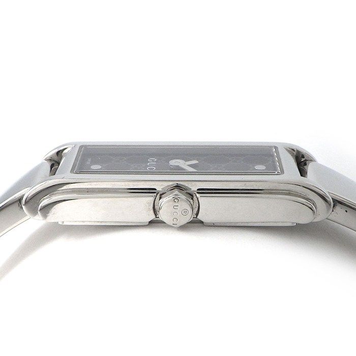 グッチ GUCCI 腕時計 バングルウォッチ 109 ホースビット レクタンギュラー GG柄 ブラック文字盤 SS クオーツアナログ