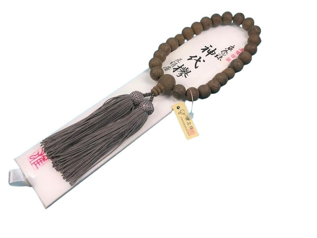 桐 き 数珠 京念珠 22玉 神代欅 正絹房 各宗派共通 京都製 房 グレ－