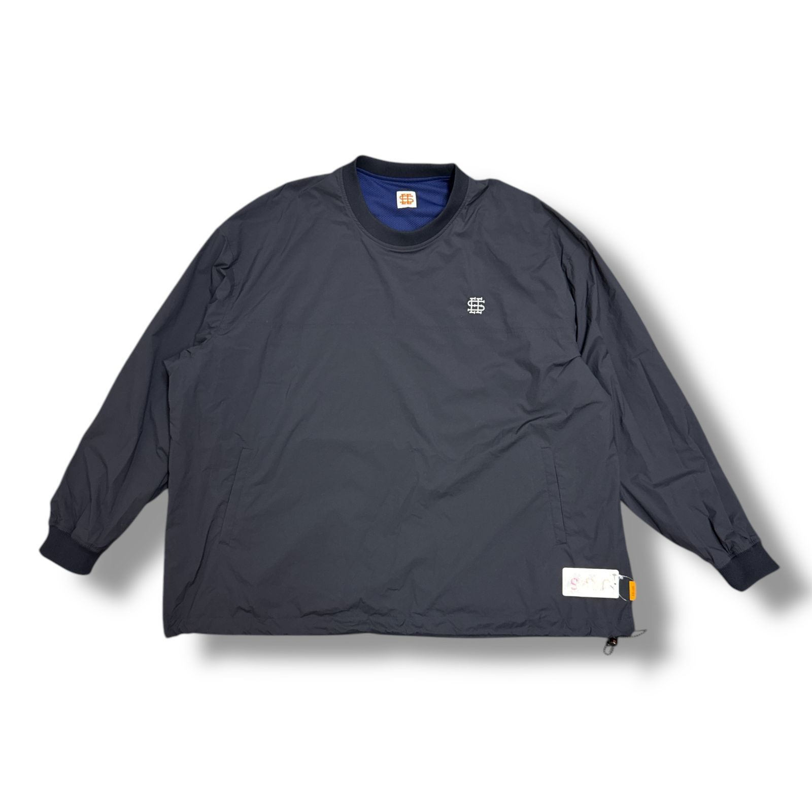 参考上代33000円 SEE SEE 25SS NYLON CREW LS TOP ナイロンクルーネックプルオーバー ロングスリーブ 長袖 シーシー BSMA4-SS252J03 ネイビー XXL 90773A7