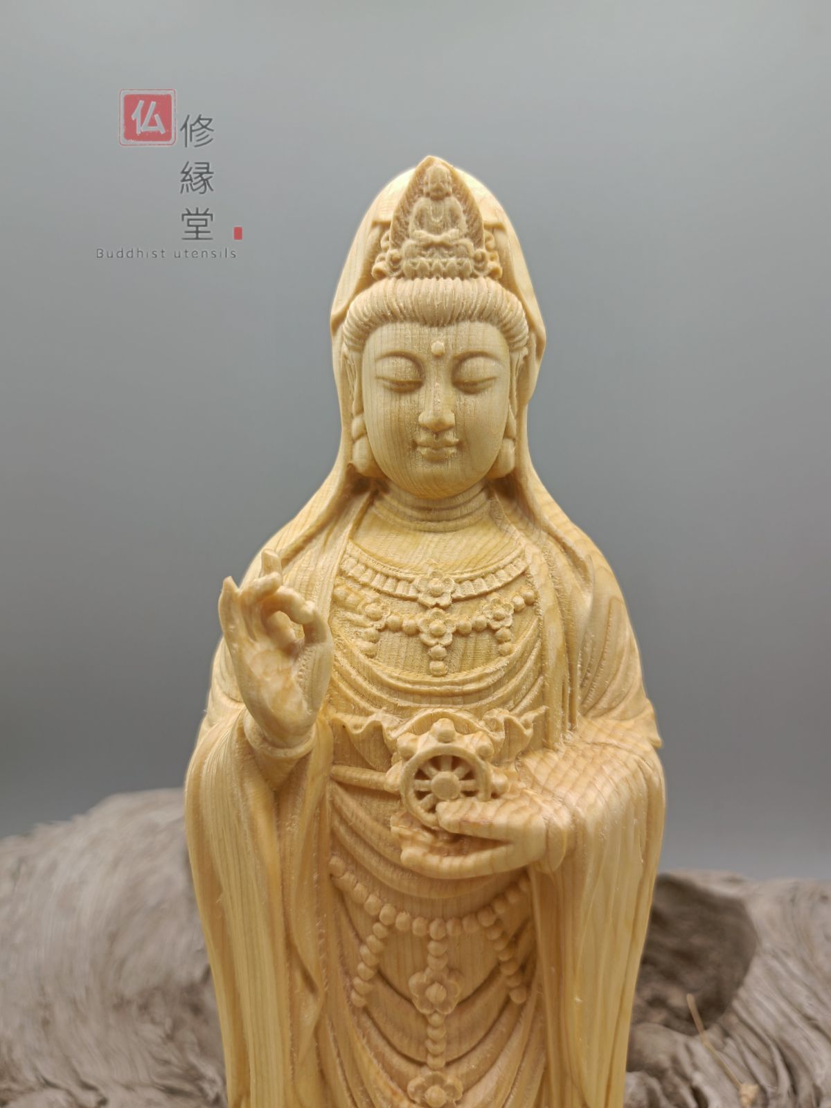 【修縁堂】彩金 彩繪 南海観音菩薩 観音菩薩 木彫仏教 仏教工芸品 木彫仏教 観音菩薩 仏教工芸品 南海観音菩薩 【修縁堂】彩金 彩繪