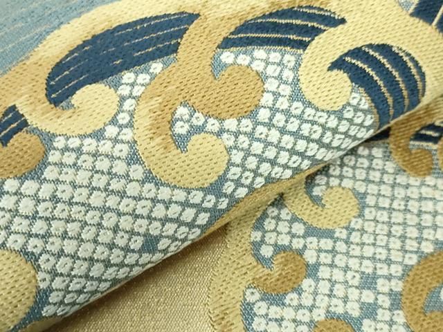 平和屋着物□極上 人間国宝 五代 田畑喜八 六通柄袋帯 唐織 立波文
