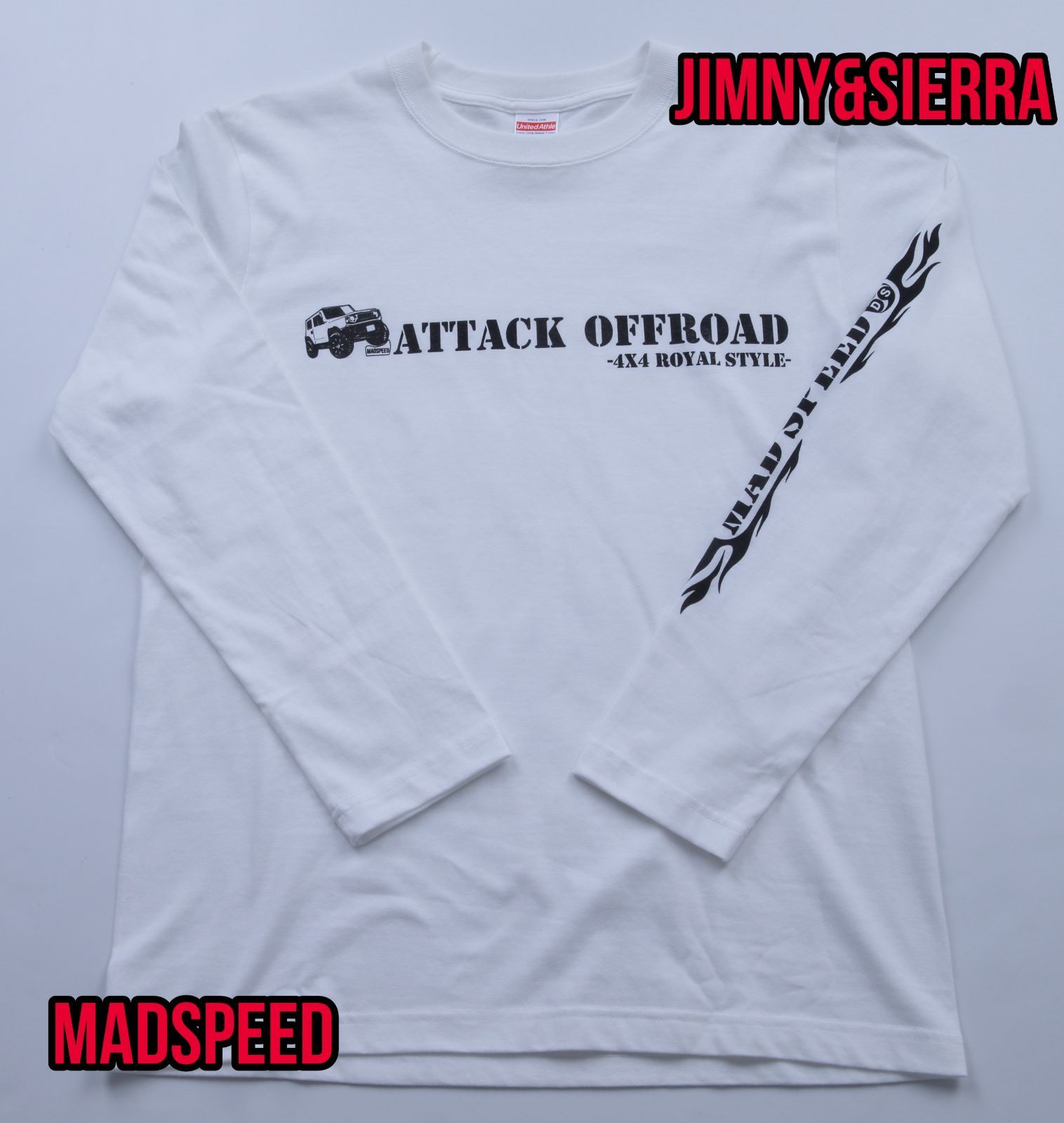 MADSPEED】趣味Tシャツ ジムニー シエラ 長袖 ホワイト JB64 JB74 JB23