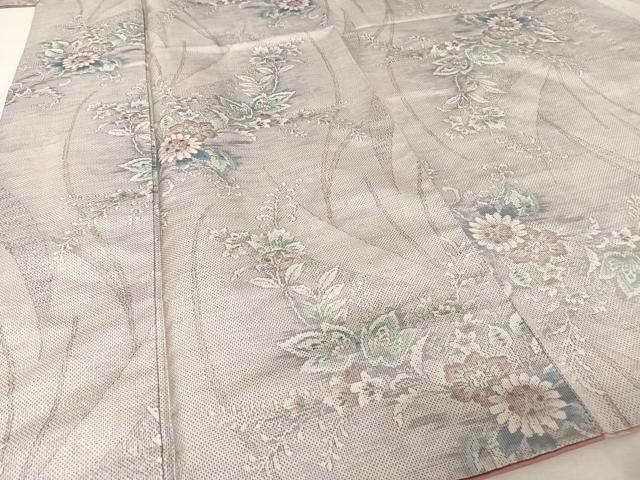 平和屋着物●本場大島紬　白大島　9マルキ　更紗枝花文　正絹　逸品　AAAV9123np 平和屋着物○本場大島紬 白大島 9マルキ 更紗枝花文 正絹 逸品