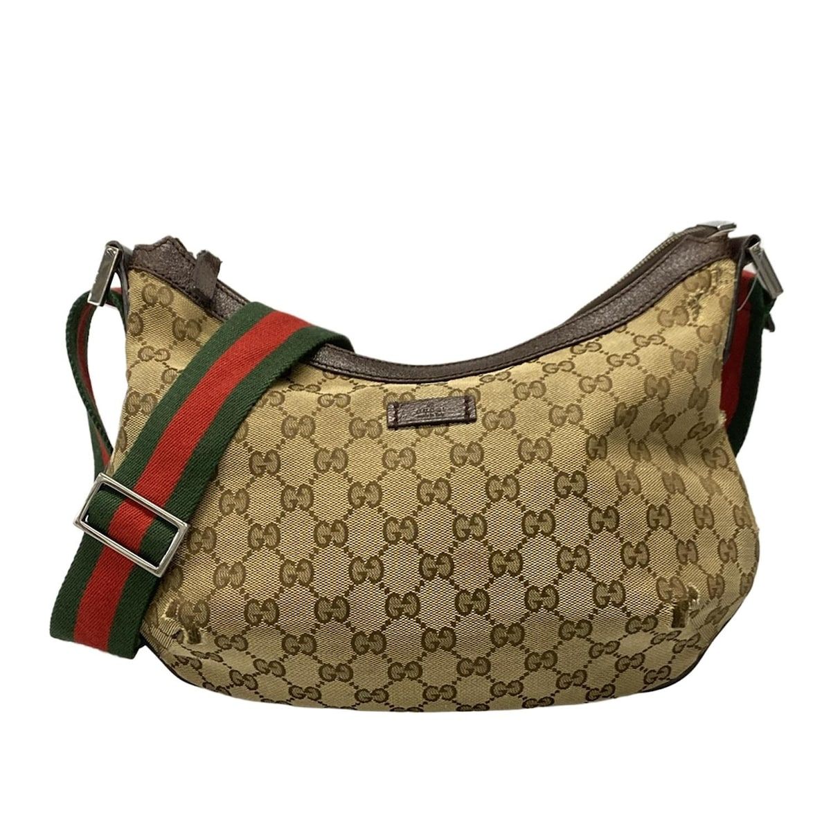 GUCCI グッチ ショルダーバッグ GG柄 シェリー ウェブ 181092 ベージュ×ダークブラウン レザー