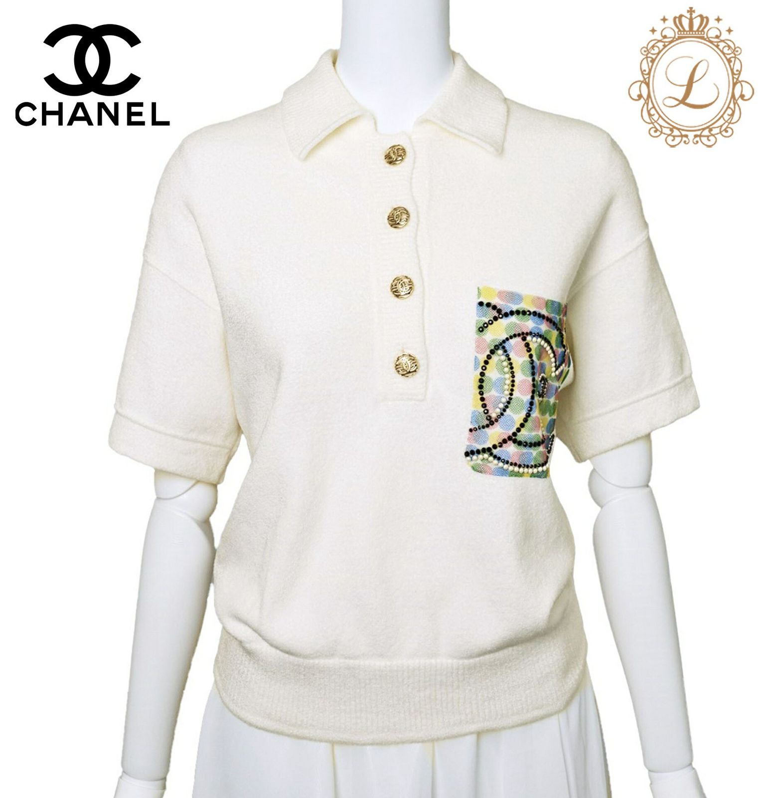 CHANEL パールボタン白シャツ CHANEL パールボタン白シャツ 【公式通販】