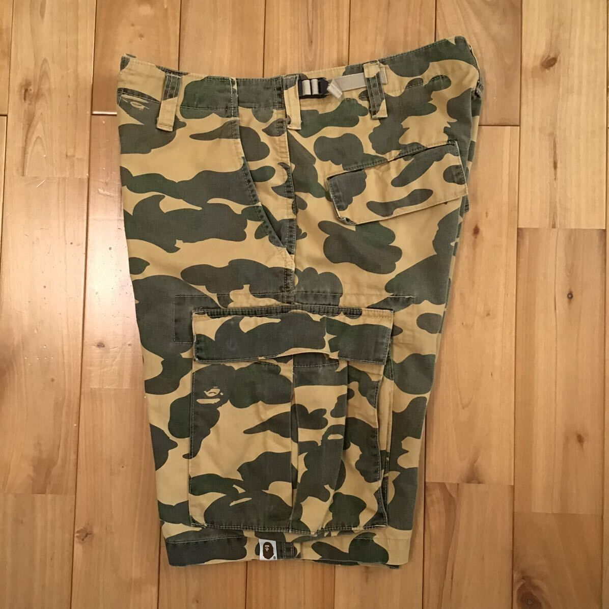 1st camo yellow カーゴ ハーフパンツ Sサイズ a bathing ape BAPE shorts エイプ ベイプ アベイシングエイプ 迷彩 ショーツ NIGO