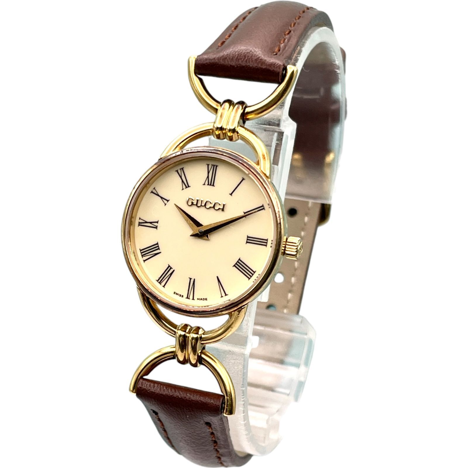 GUCCI グッチ 6000.2.L レディース腕時計 クォーツ ゴールド ヴィンテージ 人気モデル ホースビット
