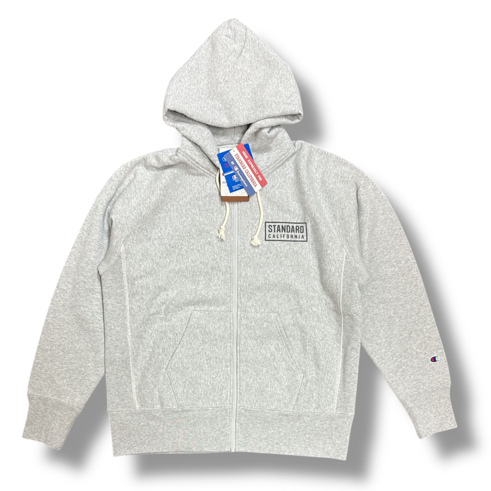 参考上代24200円 STANDARD CALIFORNIA × Champion 24AW ZIP HOOD SWEAT ジップスウェットフーディー パーカー スタンダード カリフォルニア チャンピオン コラボ C8-A117 グレー XL