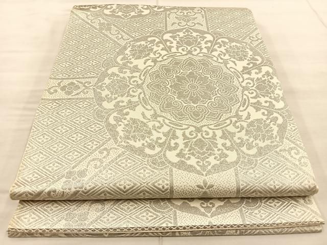 平和屋着物◎六通柄 本袋帯 純プラチナ箔 正倉院花文 正絹 逸品