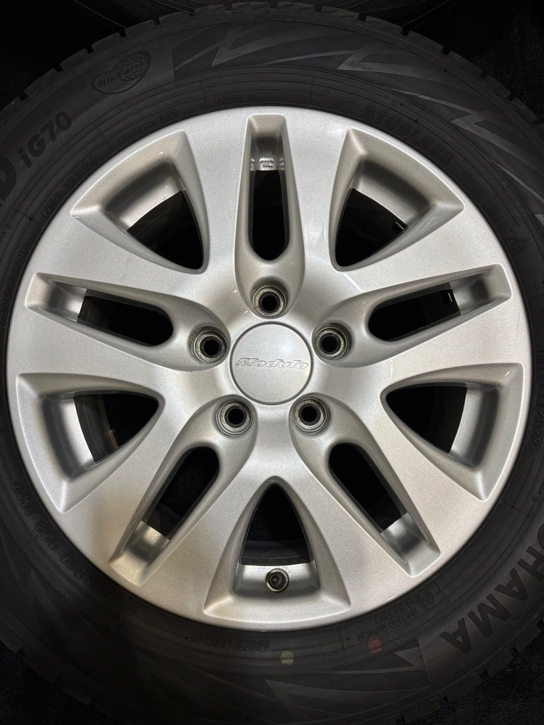 215 60R16 YOKOHAMA ice GUARD iG70 22年製 ホンダ 純正 OP Modulo 16インチ 7J 55 114.3 5H スタッドレス 4本 ヴェゼル 南7-K218 TRITUETUBI_COM